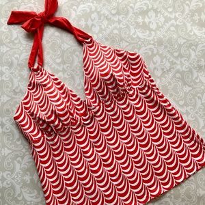 Lands End Tankini Top Sz 16 Halter Tie w/ orange